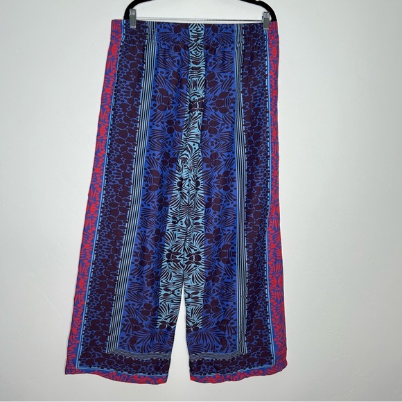 Soft Surroundings Wide Leg Tropical Flowy Pants Size XL Scarf Print Palazzo Pant - Picture 2 of 10